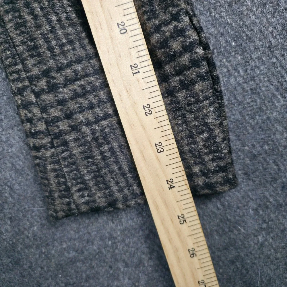 Hackett London Tweed  Pea Coat Mens 36R Dark Brown Glen Check Wool Blend Luxury